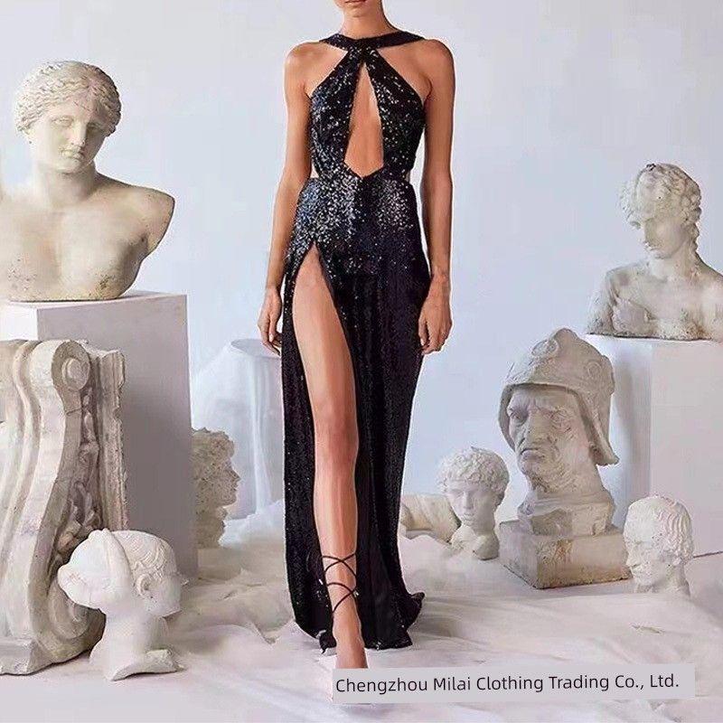 

Lace Middle Waist Solid Color Wrapped Chest Style Medium Lon Black S