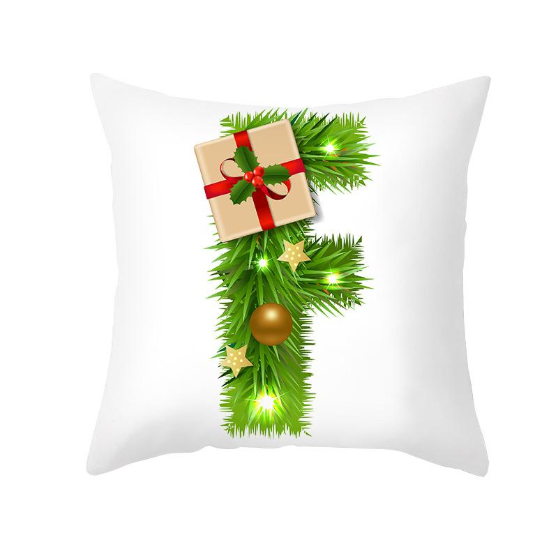 Christmas Pillow Cover Cartoon Green Letter Series Office Pillow Cover Printed Cushion Cover Cross-border