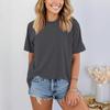 Women Fashionable Short Sleeve Soild Casual Basic  Pullover T-shirt Top