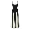 Night and France French Style Sexy Style Black and White Color Matching Sling Dress Slim Fit Slimming Formal Dress Mopping Floor Long Dress
