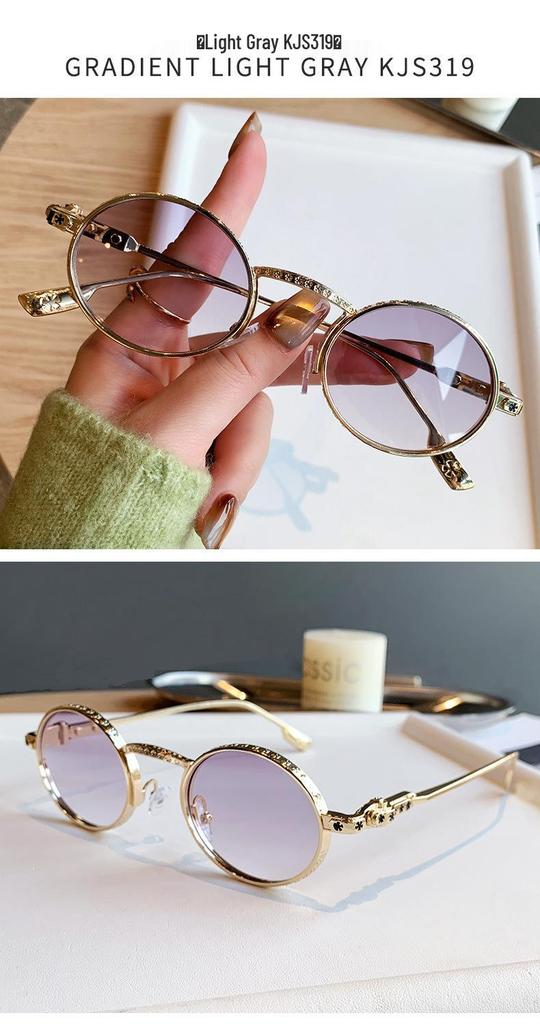 Retro Small Frame Punk Hip Hop Round Sunglasses - European & American Street Style for Women