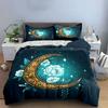 "Moon Flower Decorative Set" Bedding Set with 1 Duvet Cover 2 Pillowcases Single Double King Queen, Gift