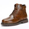 Winter Martin Boots Men's Cotton Shoes Snow Boots Warm High-top British Leather Boots Desert Tooling Tide Large Size Velvet