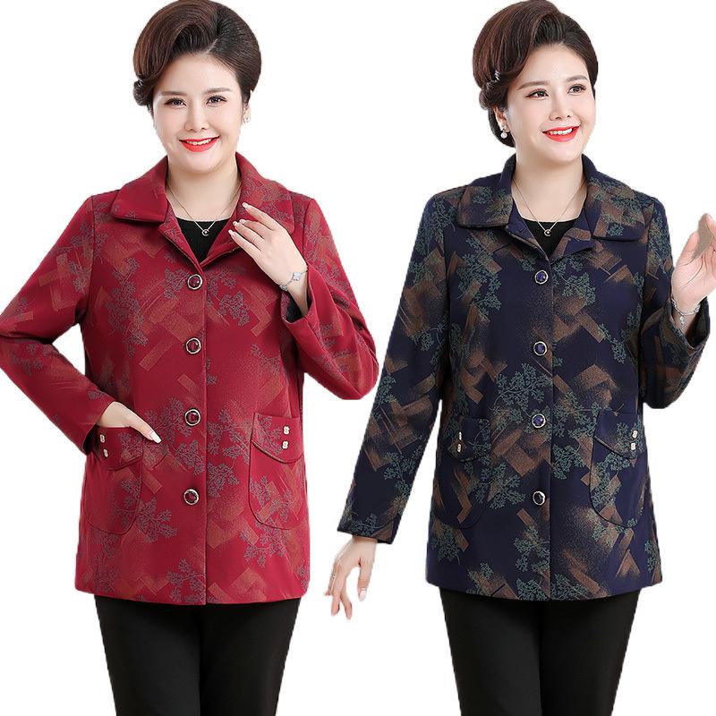 Grandma's Chic Lapel Jacket: Stylish Loose-Fit Outerwear for Middle-Aged & Elderly Women