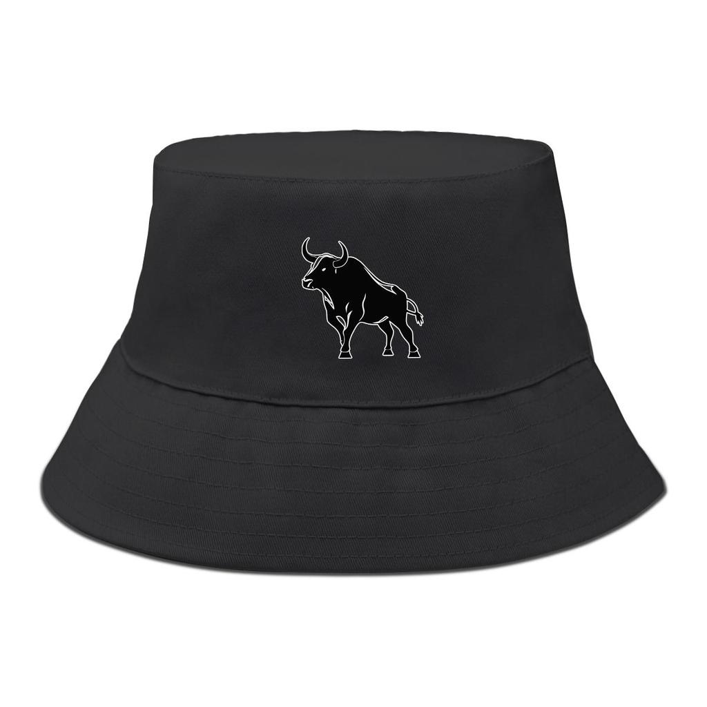 Strong Bull Print Bucket Hat , Animal Fisherman Cap Fit Solid Color Simple Basin Hat