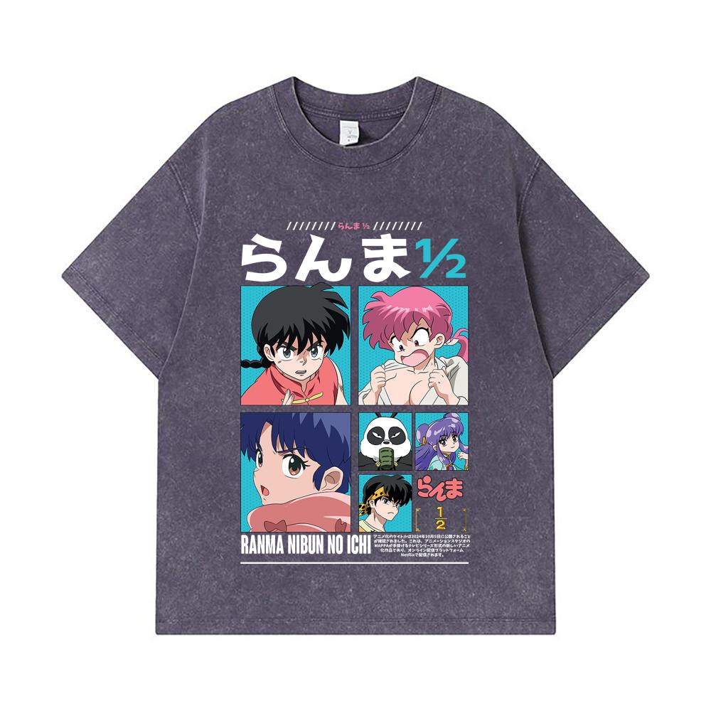 275 GSM Washed T-shirts 100% Cotton Ranma 12 V1 Print Unisex Heavy Cotton T Shirt