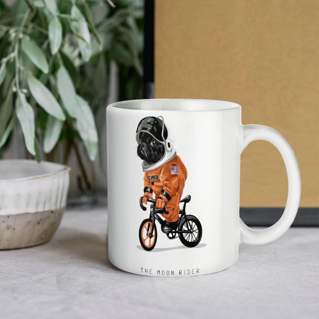 1Pack 11oz White Ceramic Mug Featuring Double-Side Printed Graphic Reliable Coffee Cup For Home Office Use