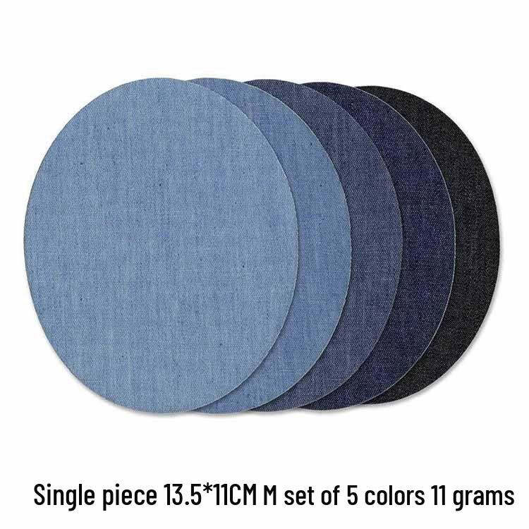 Howling Denim Knee Patches: 5 Color Mix, Embroidered Iron-On, Cuttable Fabric Patches