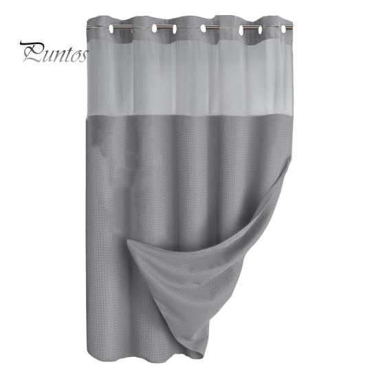 

Вафельная занавеска для душа со съемной подкладкой и кнопками, водонепроницаемая двухслойная моющаяся занавеска для кухни, занавеска для окна в спальне светло-серый