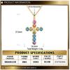 Sterling Colorful Zircon Cross Pendant Necklace Women Trendy Locket Chain Sweet Edgy Style