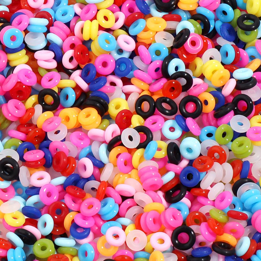 100pcs 6/7mm Colorful Elastic Silicone O-Ring Positioning Beads Stopper Beads For Leather Bracelet Jewelry Making Accessories