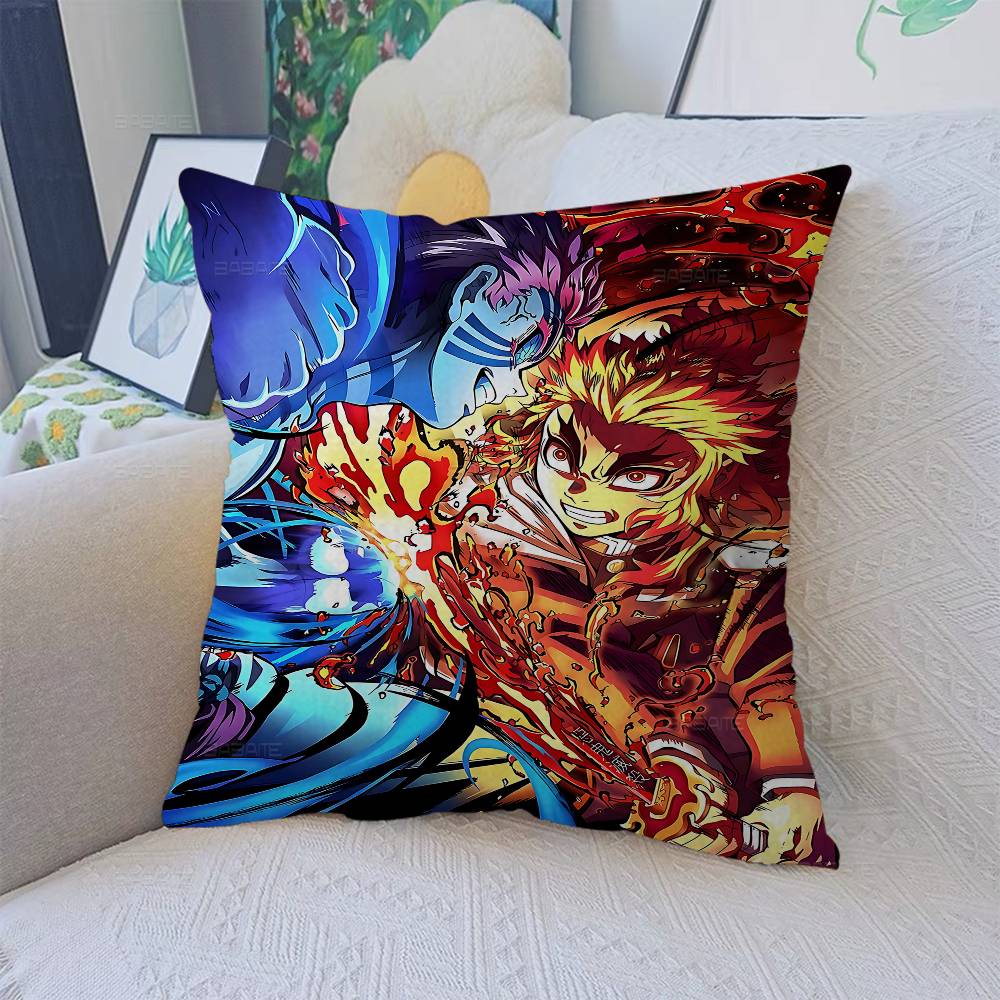 Japanese Anime Akaza D-Demon Slayer Cushion Cover Car Throw Pillow Case For Sofa Car Christmas Gift 40x40cm 45x45cm