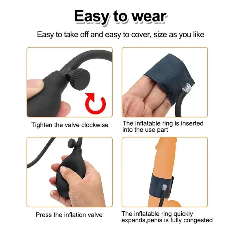 Inflatable Cock Rings Male Masturbator Sex Toys For Men Vibrators Penis Pump Penis Enlargment Sexy Toys For Couples Men's Ring