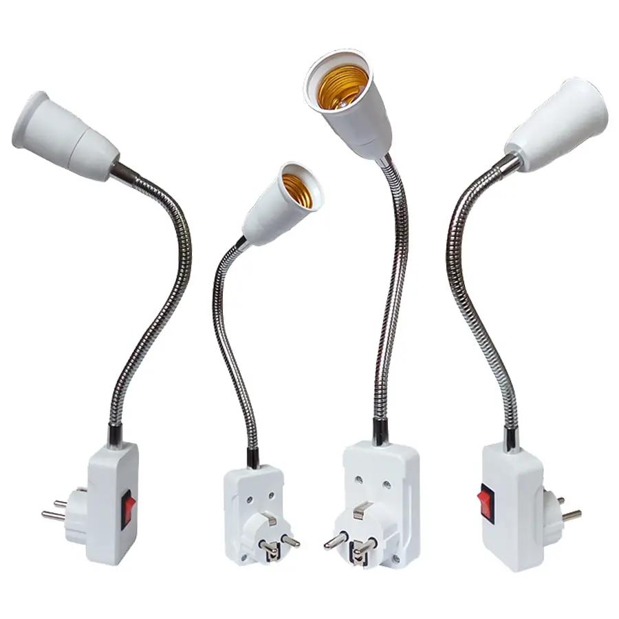 

5 шт. Вилка ЕС в патрон E27 Патрон для лампочки с выключателем Гибкое основание для лампы Переходник для настольной лампы Конвертер 30 см 5PCS EU Plug