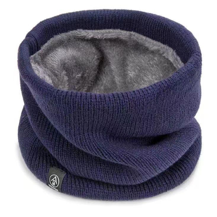 Solider Winter-Plüsch-Schalldämpfer aus Wollstrick für Frauen, Fleece-Ring, Bandana-Schal, Halswärmer, Buff, dickes Kaschmir-Stirnband, Skimaske