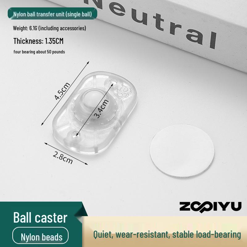 Universal Adhesive Caster Wheels, Silent, Wear-Resistant, Punch-Free Ball Bearings, Thickened Base for Household Use