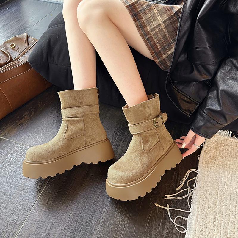 Thick-soled Suede Premium Small Short Boots Women's Autumn and Winter New Maillard Heightening Martin Boots