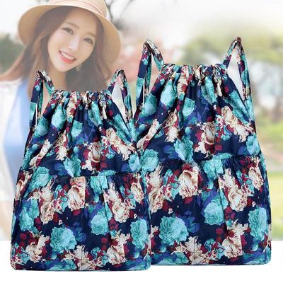 Women's Large Capacity Foldable Drawstring Backpack - Lightweight Outdoor Travel & Shopping Bag