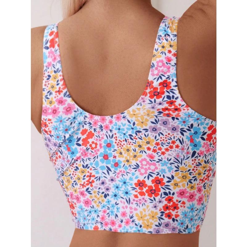 2025 Summer New Personality Print Bikini Two-piece Set European and American Seaside Vacation Conservative Triangle Split Swimsu