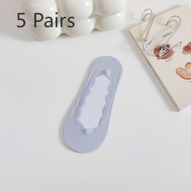 5 Pairs of Women's Summer Thin Pure Cotton Soled Anti Skating Silk Boat Socks