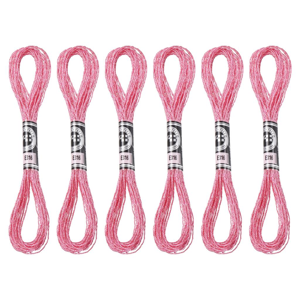 Uxcell 6 Skeins Embroidery Floss, Metallic Embroidery Thread Nylon Threads Bracelets String for Cross-Stitch Hand Embroidery