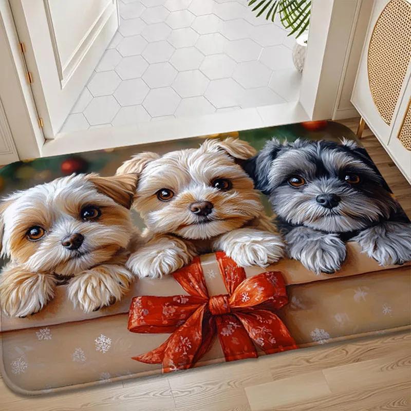 Cute Pet Pattern Door Mat Funny Animal Theme Rug Non Slip Absorbent Entrance Mat Home Decor Welcome Design Durable Indoor