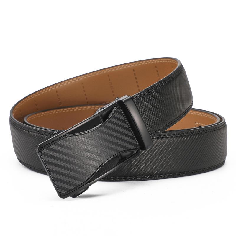 Men'S Real Cowhide Alloy Automatic Buckle Belt Wind Casual Belt
