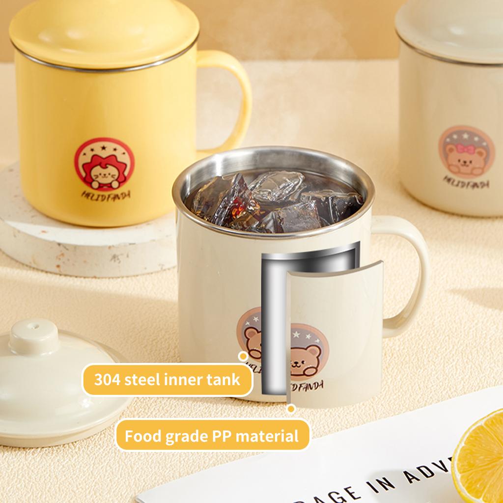 Cute Pattern Water Cup For Kid 304 Stainless Steel Tumbler Durable Drinking Mug With Lid 410ML Detachable Coffee Mug