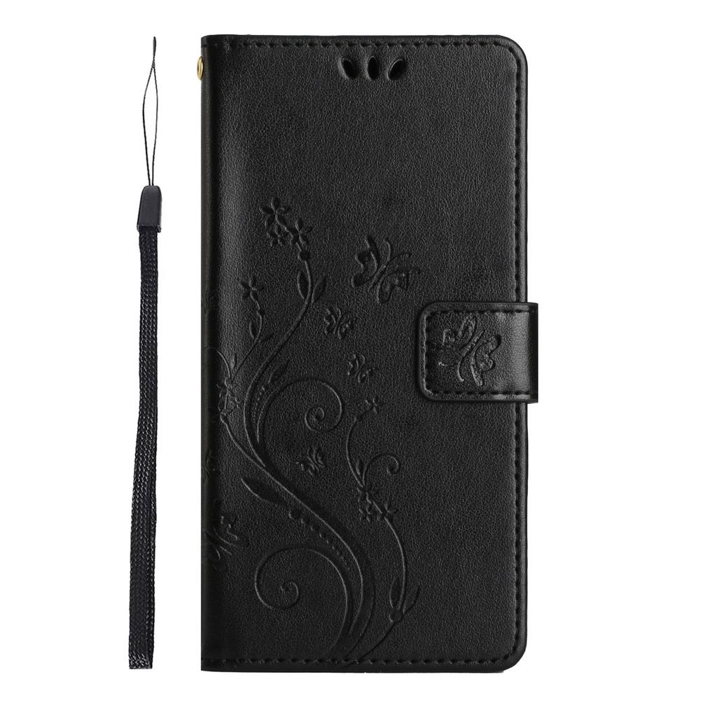 For Honor 400 Pro 5G (Global) Leather Wallet Case Butterfly Flower Imprinted Phone Cover with Strap