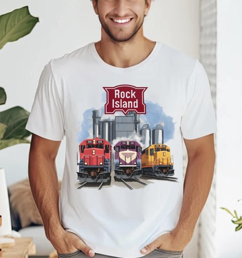 Rock Island Triple Header trains Railroad White T-Shirt S-5XL Unisex T-Shirt M
