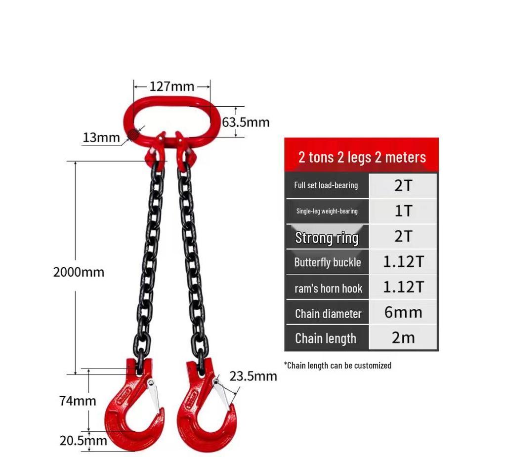 Lifting Chain Sling Set with Four Legs and Two Hooks - Grade 80 Manganese Steel Rigging