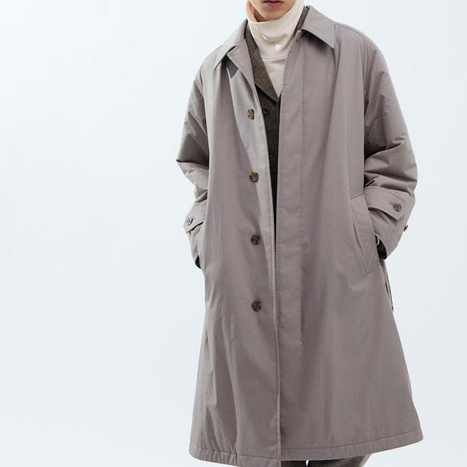 UNIQLO FW23 U Series Solid Layered Long Sleeve Trench Coat Unisex outerwear Light-Gray 462853-05