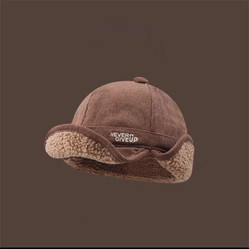 Lamb Wool Flying Caps Windproof Duckbill Hat Fashion Bomber Hats Outdoor