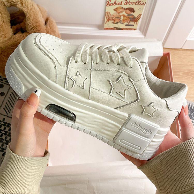 Thick-soled Star Muffin Casual Shoes Women's Spring and Summer New Small Man Height Increase Versatile White Shoe Board