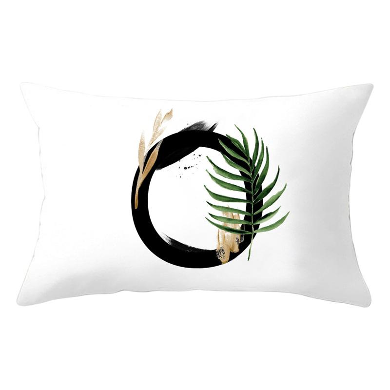 30x50cm 26 Letters Polyester Pillowcase Green Leaves Plant Cushion Cover Living Room Home Decoration Car Waist Throw Pillow Case