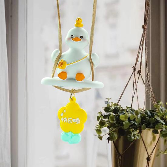 Automobile Pendant Duck Shape Decorative Key Pendant with Lanyard Auto Hanging Ornament Car Interior Decor