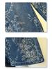 Women's High Waist Retro Blue Jacquard Straight Leg Jeans - 2025 Autumn Collection