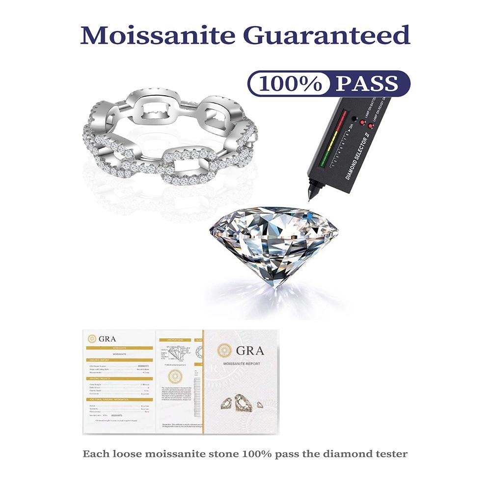 Classic Chain Design Wedding Fine Jewelry 925 Silver Moissanite Finger Rings for Women Fashion Daily Jewelry Gifts