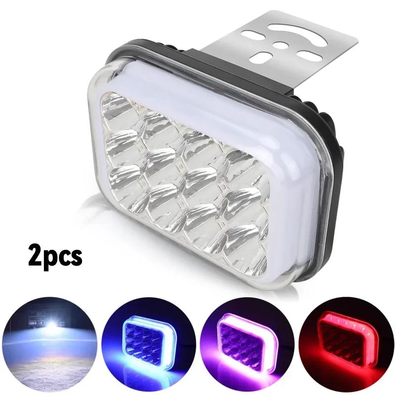 1/2PCS Motorcycle Spotlight Three Color Fog LED Lamps For Car SUV UTV Trucks 12V Headlight Driving Light Flash Fixed Bracket