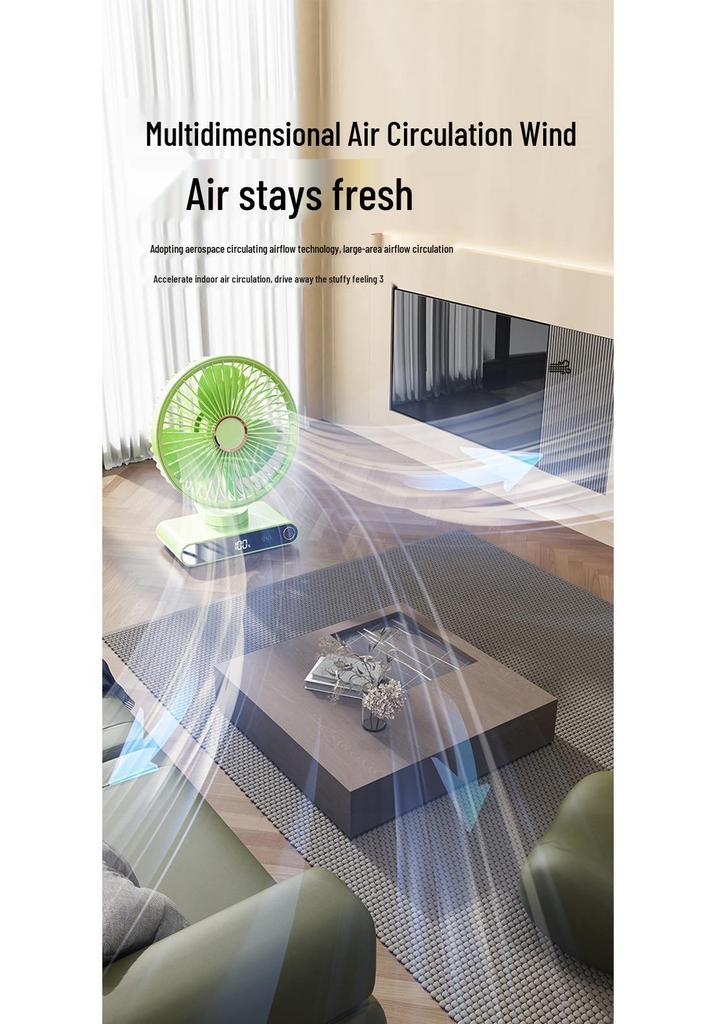 Rechargeable Portable Mini Oscillating Fan for Dorm, Office & Outdoor Use