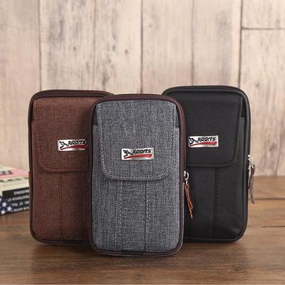 Herren-Multi-Style-Hüfttasche aus Leder und Canvas mit Handyhalter