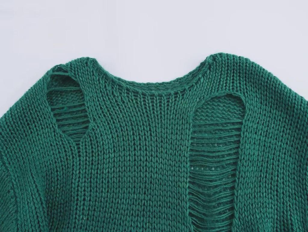 Pulover Tricotat Ajurat Lejer cu Mâneci Lungi pentru Femei ZA - Bluză Ușoară și Elegantă pentru Protecție Solară