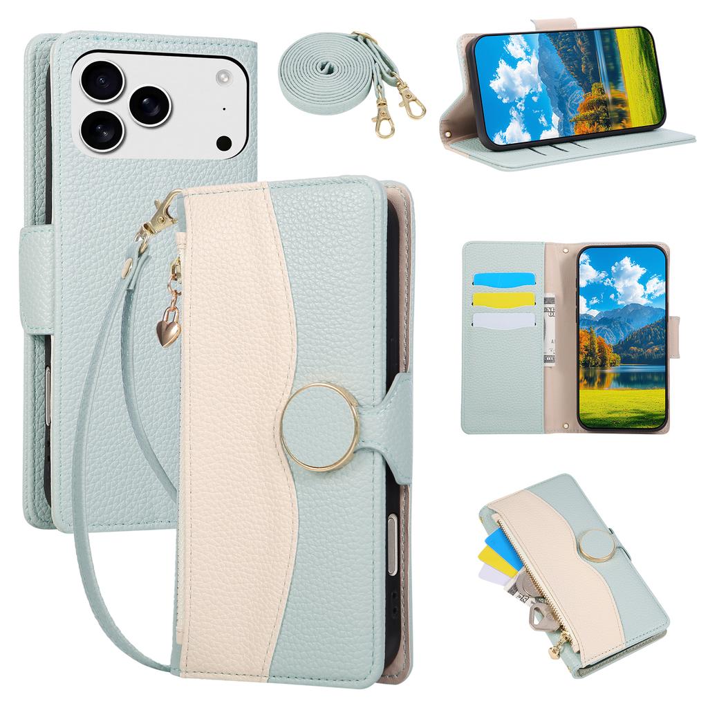 Magnetic Crossbody Lichee Pattern Cards Solt Wallet Leather Phone Case For iPhone 17 Pro Max 16 Plus 15 14 13 Long Lanyard Cover