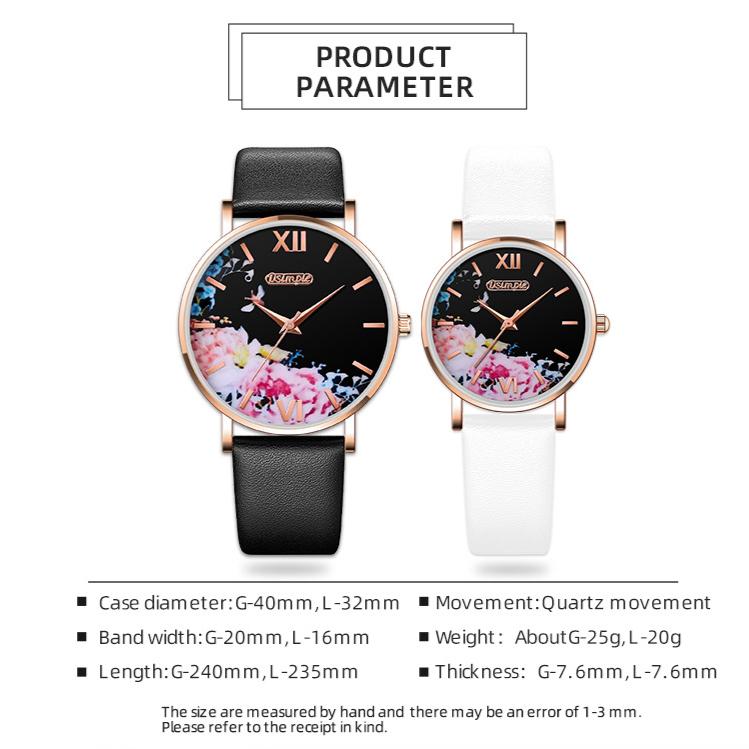Módní párové hodinky Kožený řemínek Pánské quartzové hodinky Elegantní móda Dámské hodinky Studentské hodinky