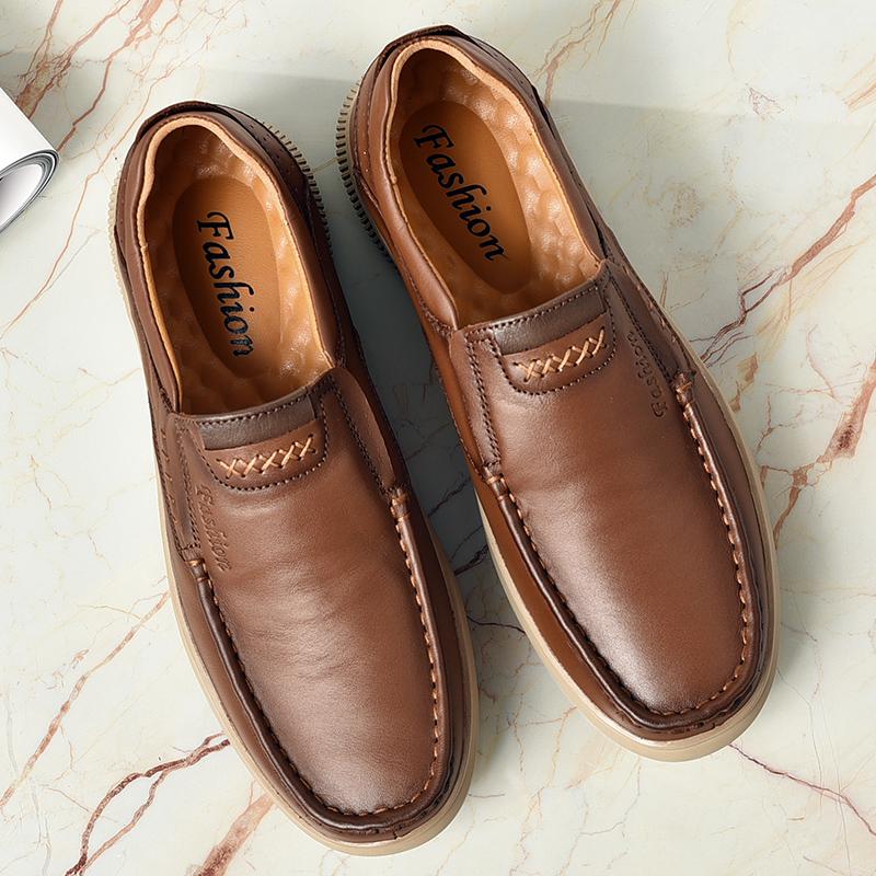 Hot Sale Soft Sole Lace-up Hiking Shoes Luxury Brand Middle-aged Man Sneakers Lightweight Loafers Genuine Leather Casual Shoes