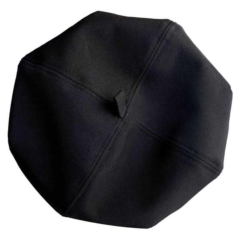 Black Beret Women's Autumn and Winter Japanese Big Head Buckle Hat Showing Face Little Octagonal Painter Hat
