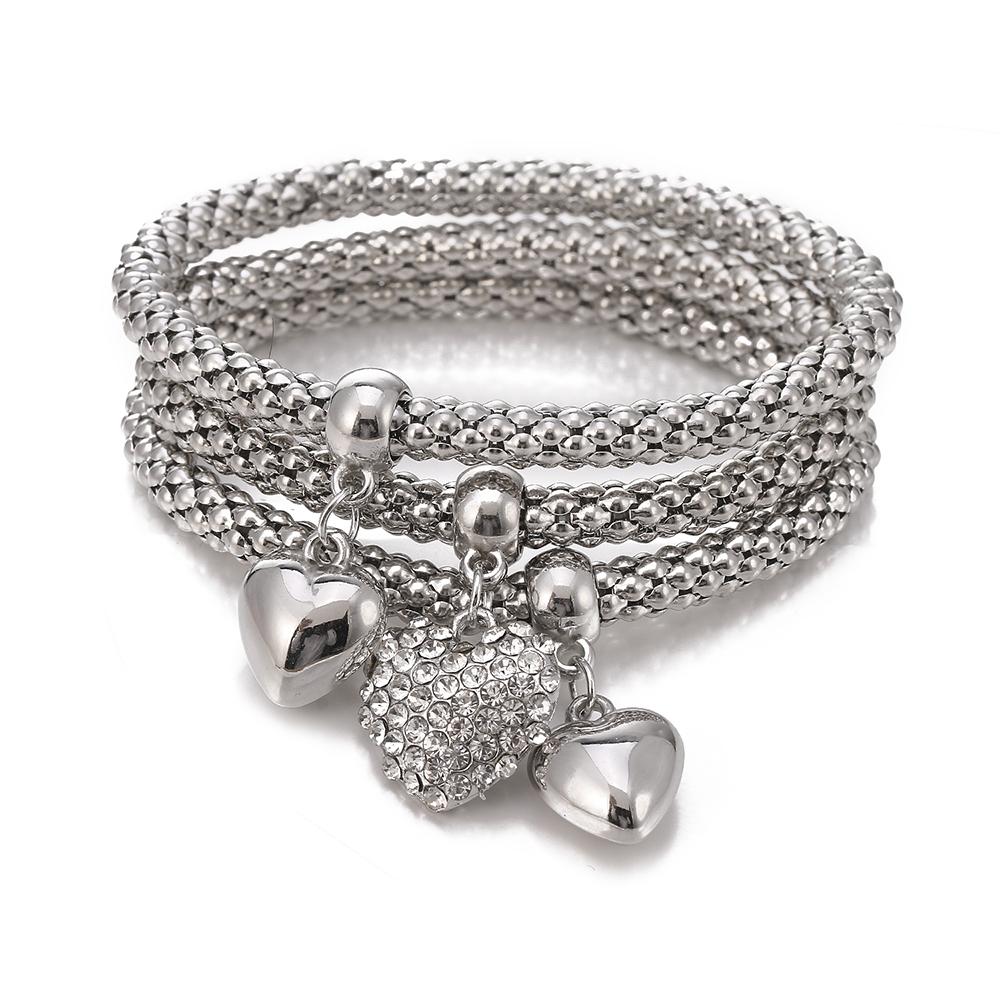 Pulseira de coração duplo Y2K moda feminina popular pulseira de cristal de casamento joias requintadas