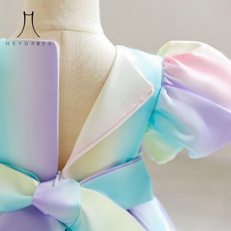 Girls' Dress New Style Small and Medium-sized Children's Dress Girls' Pent Gradient Satin Children's Dress Party Performance Dress