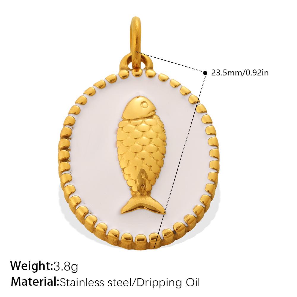 Stylish Gold Embossed Stainless Steel Pendant – Trendy European & American Jewelry Accessory