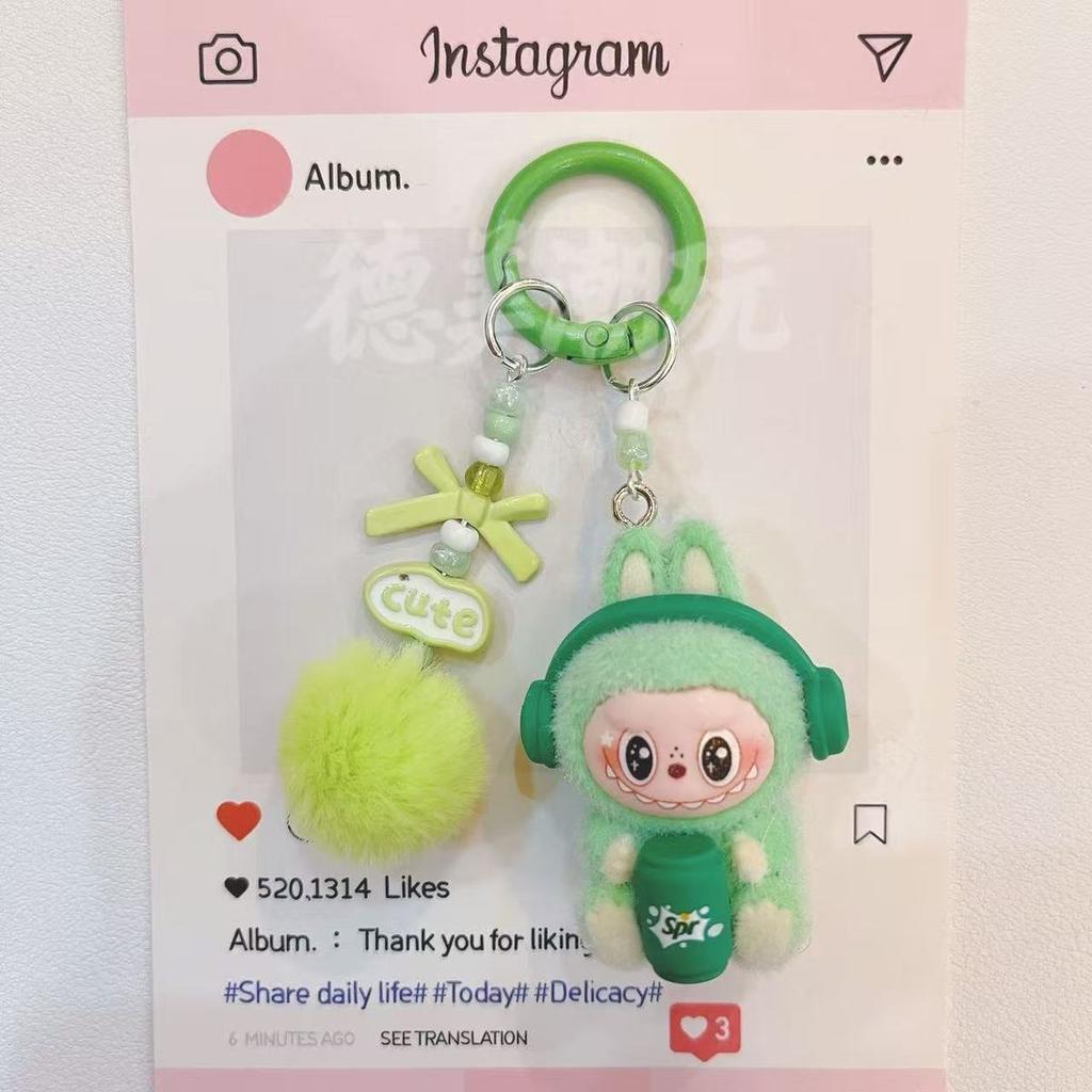 Labu Cute Doll Sitting Posture Plush Bag Couple Car Keychain Hanging Pendant Mobile Phone Chain
